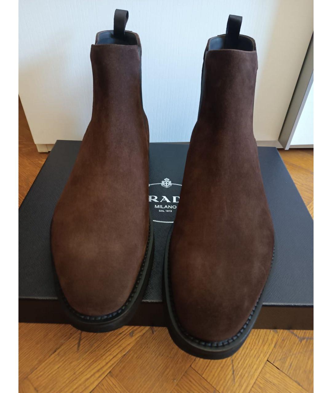 PRADA Коричневые замшевые высокие ботинки, фото 2