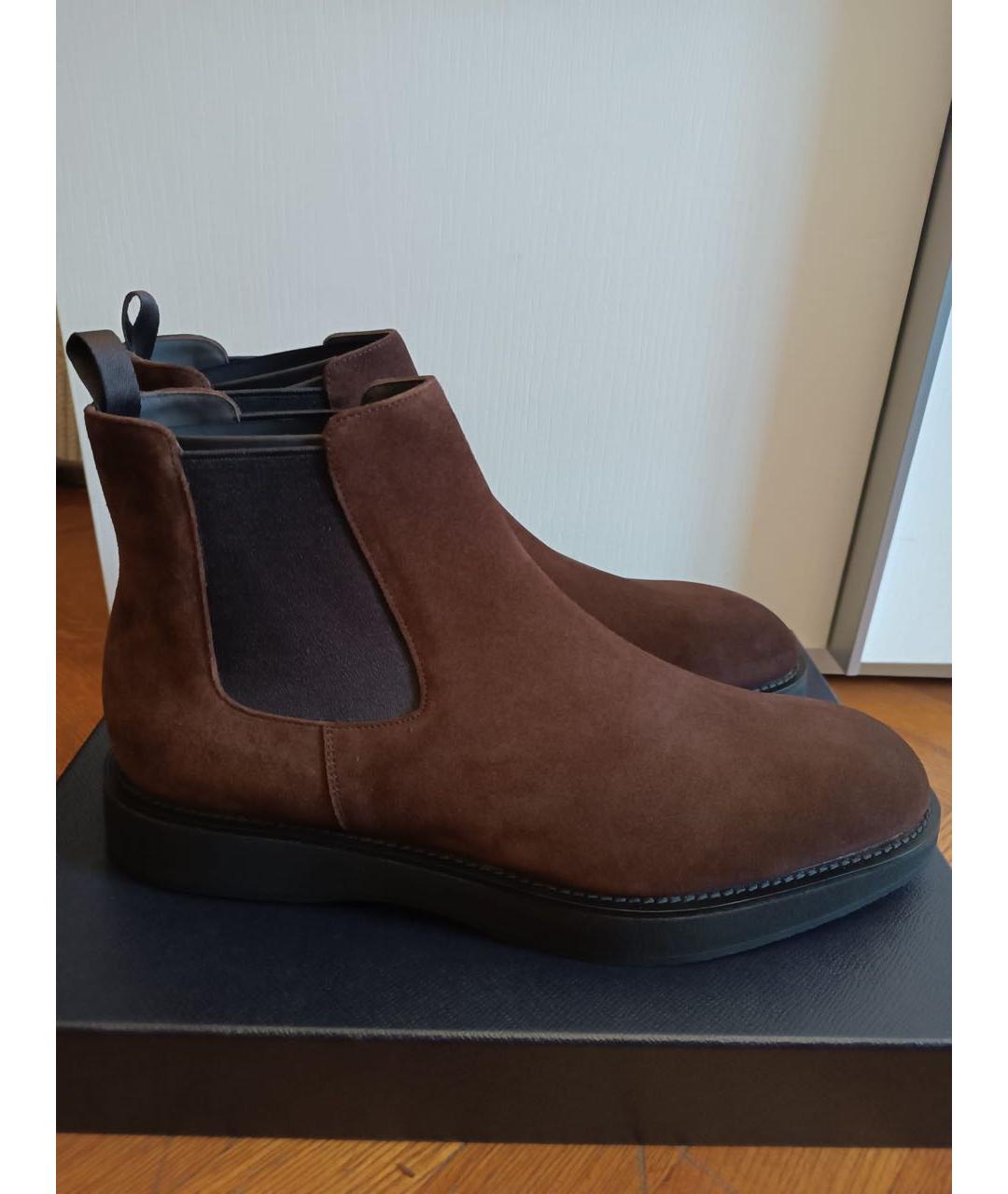 PRADA Коричневые замшевые высокие ботинки, фото 8