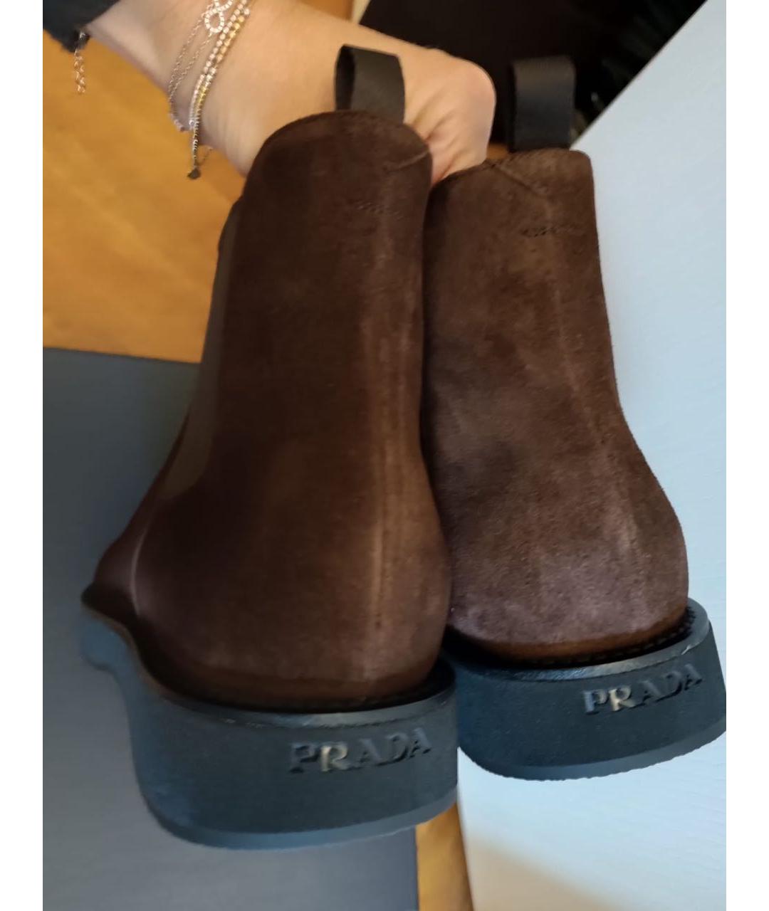 PRADA Коричневые замшевые высокие ботинки, фото 4
