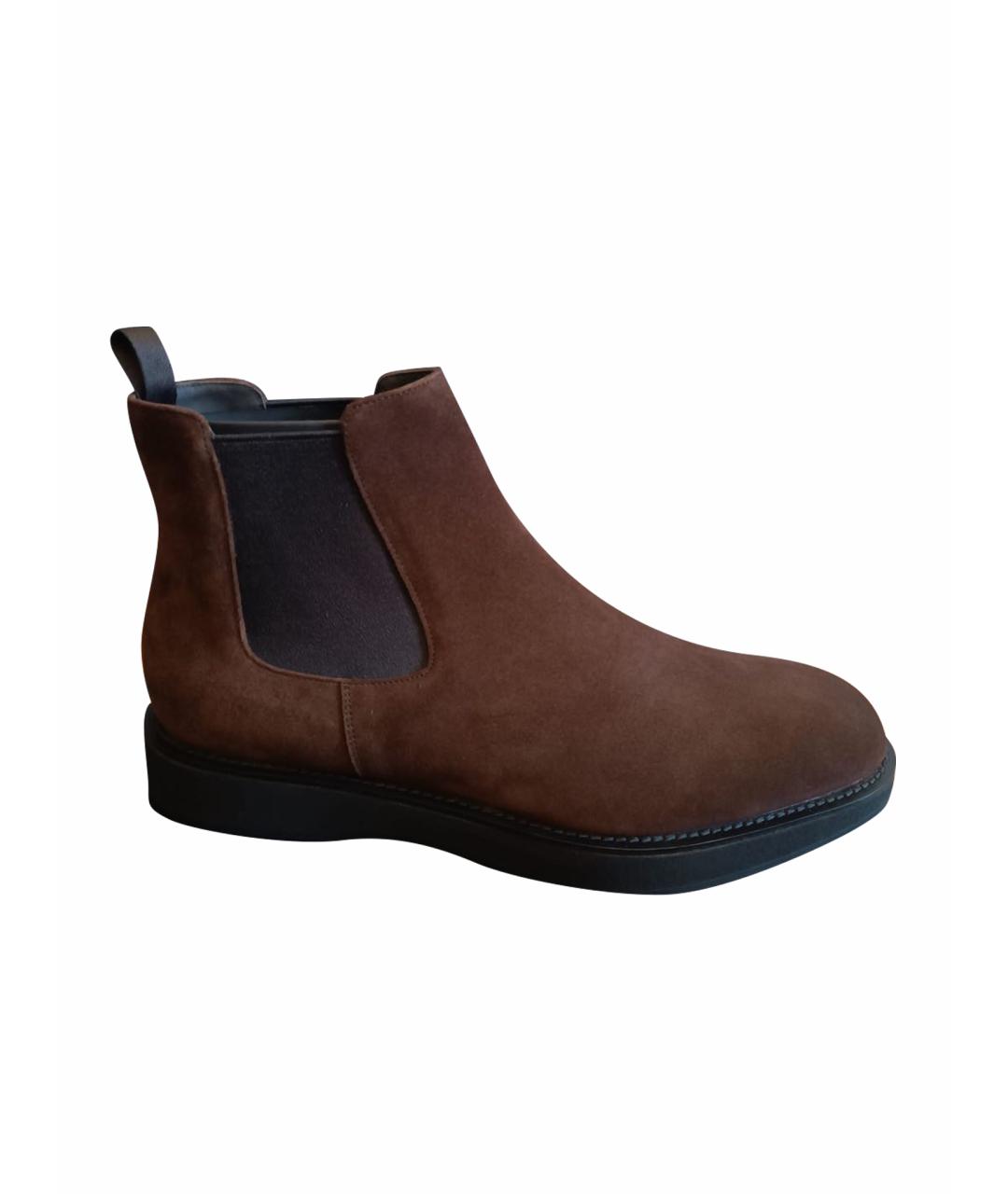 PRADA Коричневые замшевые высокие ботинки, фото 1