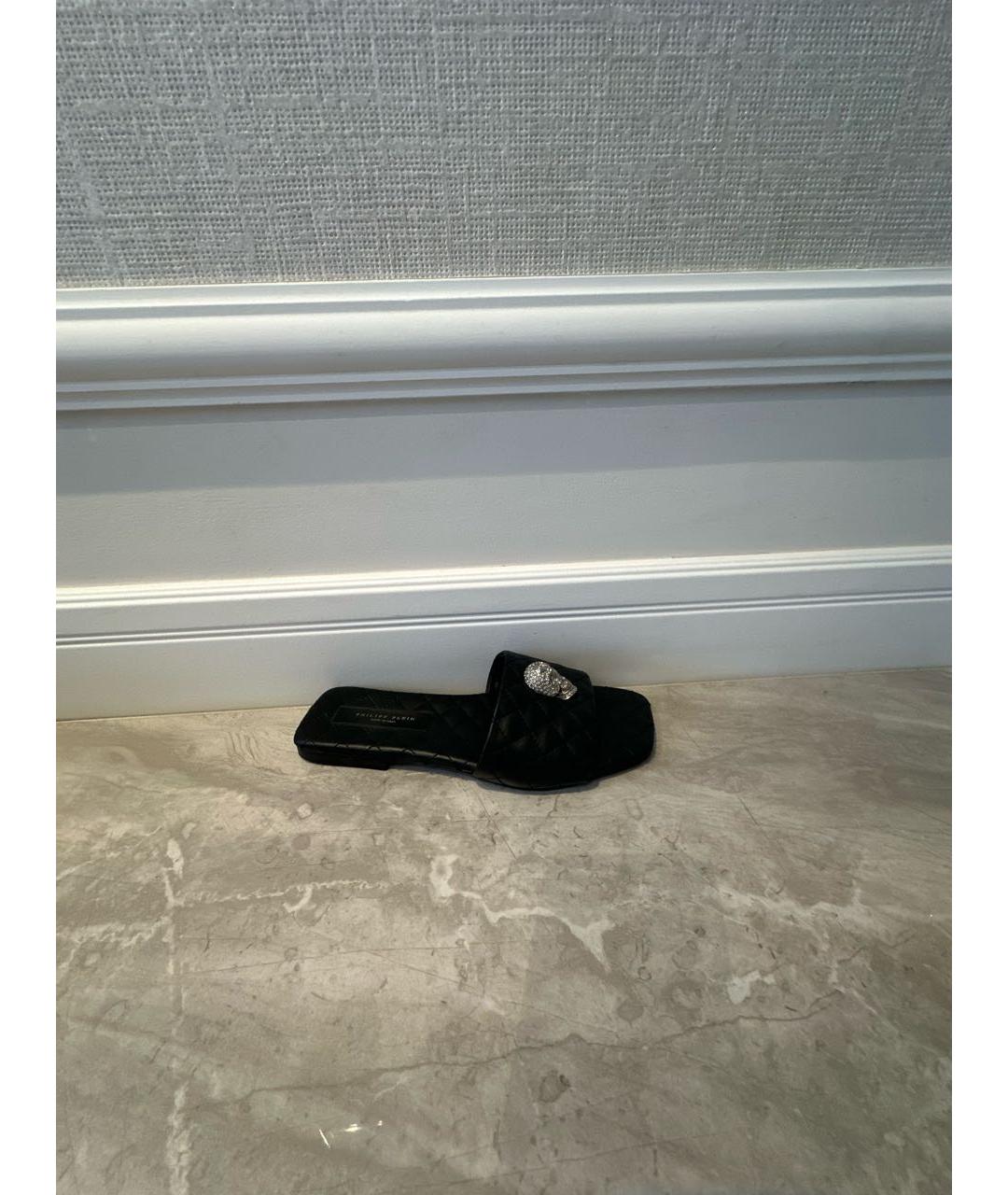 PHILIPP PLEIN Черные кожаные мюли, фото 6