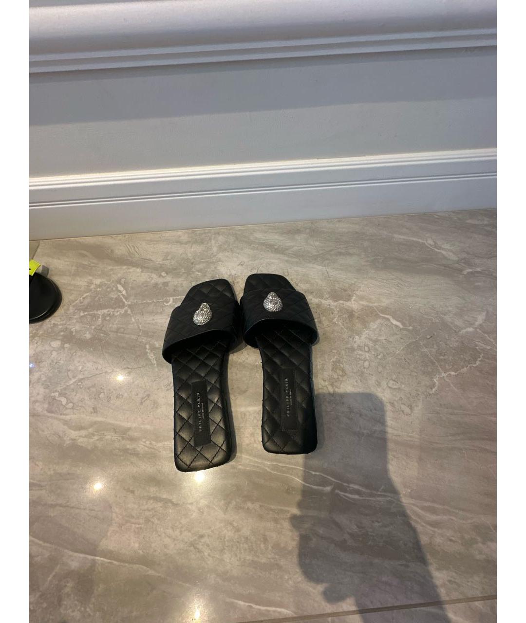 PHILIPP PLEIN Черные кожаные мюли, фото 3