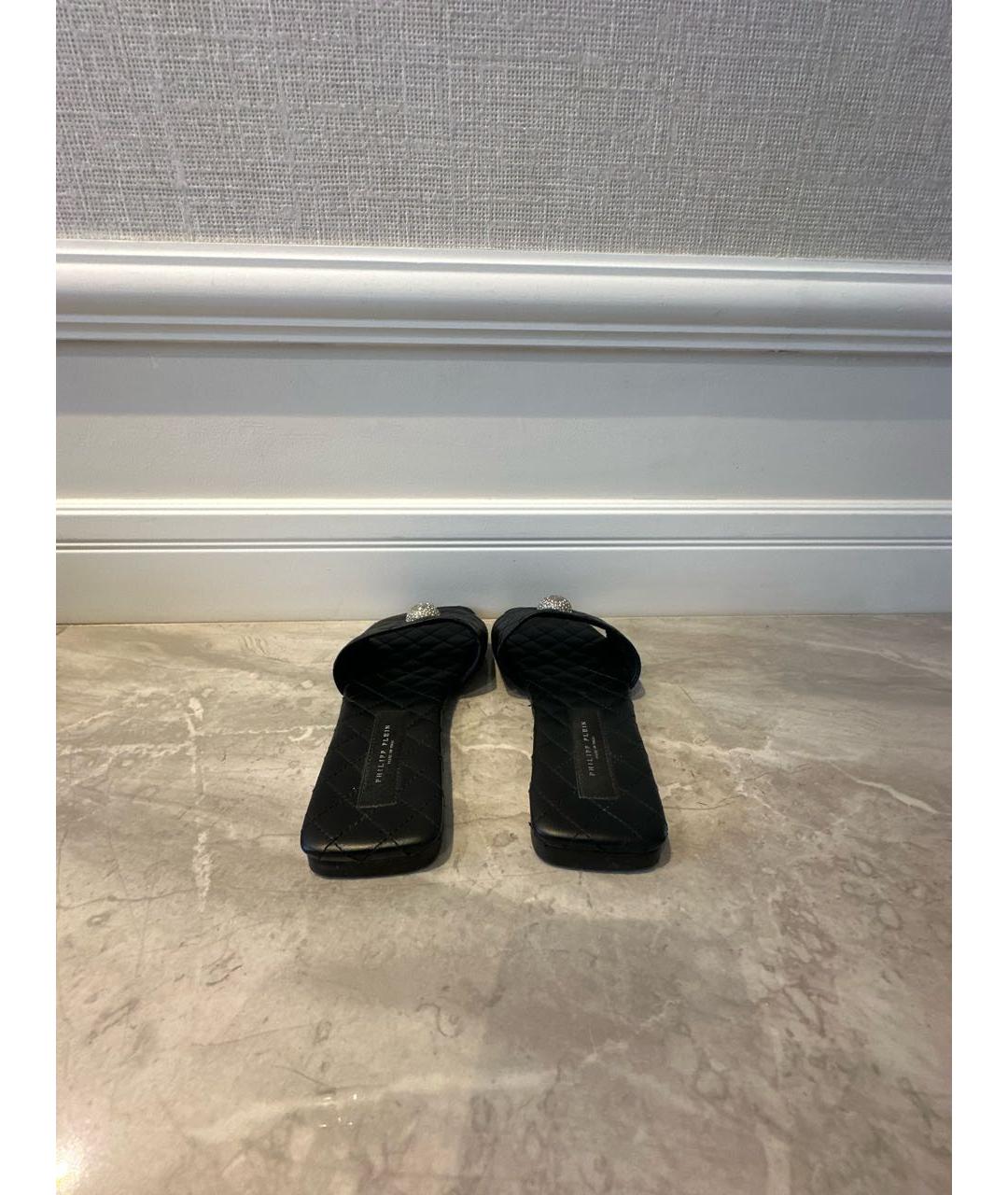 PHILIPP PLEIN Черные кожаные мюли, фото 4