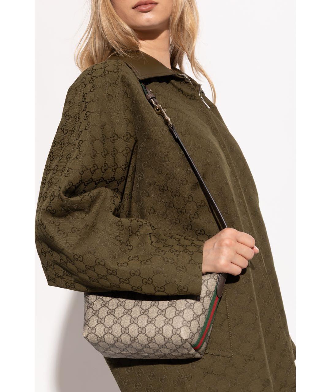 GUCCI Бежевая тканевая сумка через плечо, фото 2