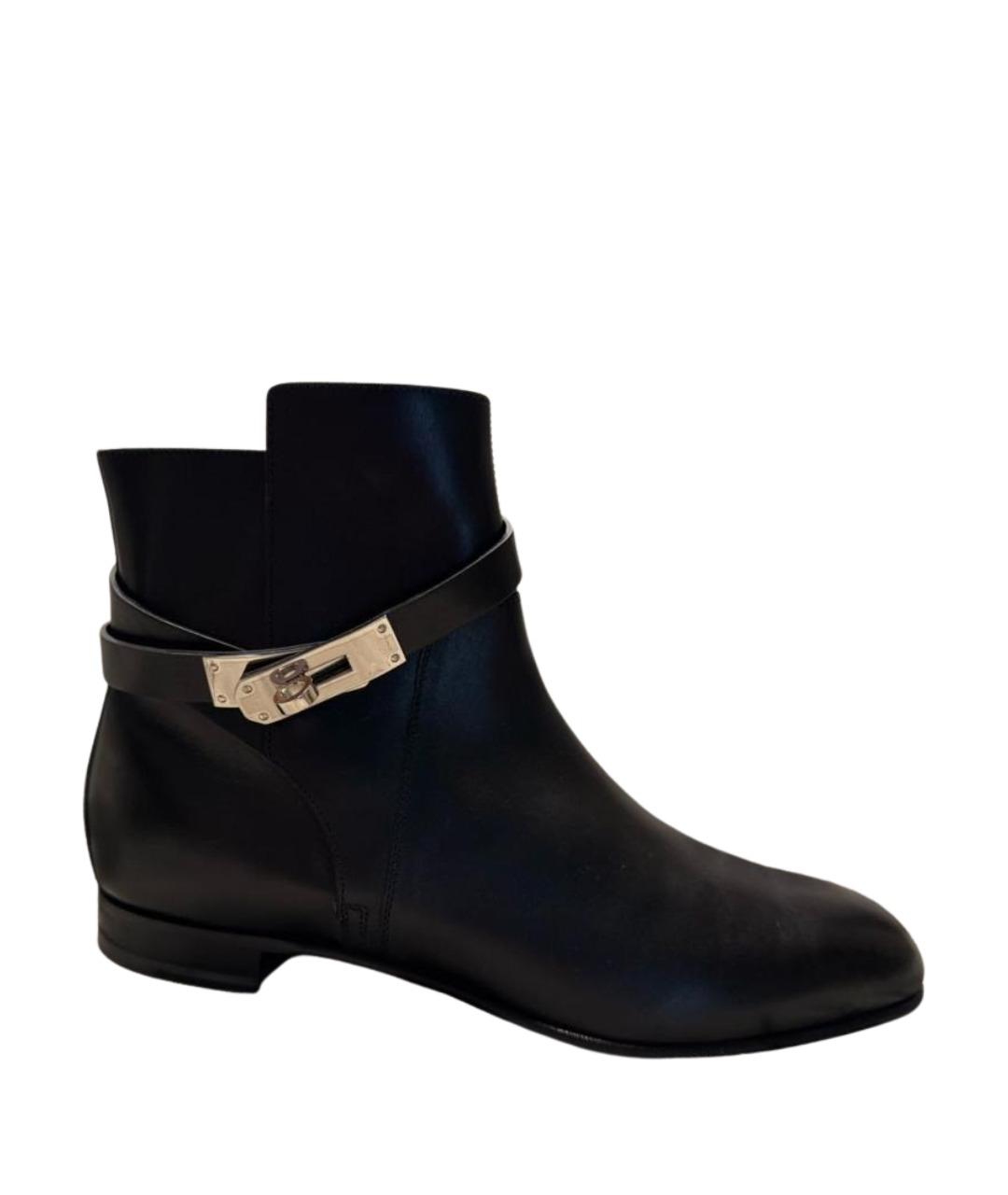 HERMES Черные кожаные полусапоги, фото 1