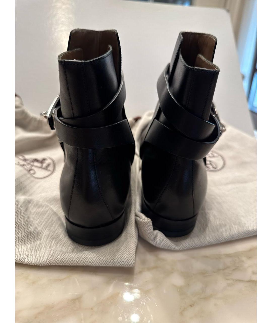 HERMES Черные кожаные полусапоги, фото 3