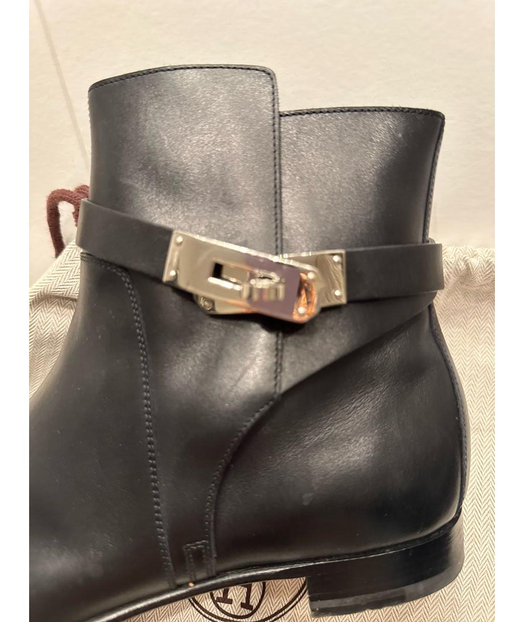 HERMES Черные кожаные полусапоги, фото 4