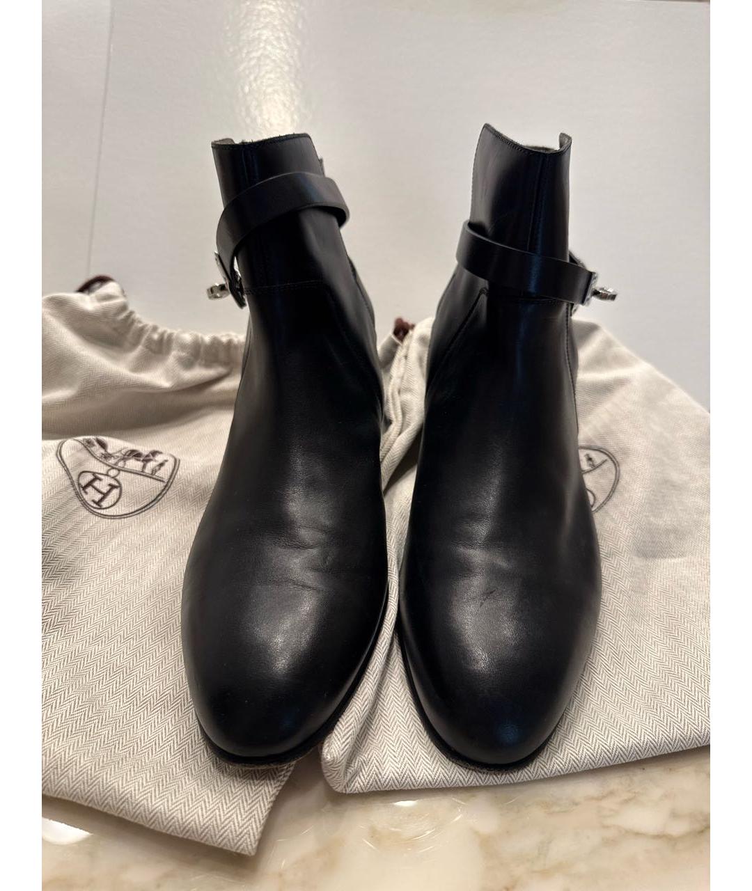 HERMES Черные кожаные полусапоги, фото 2