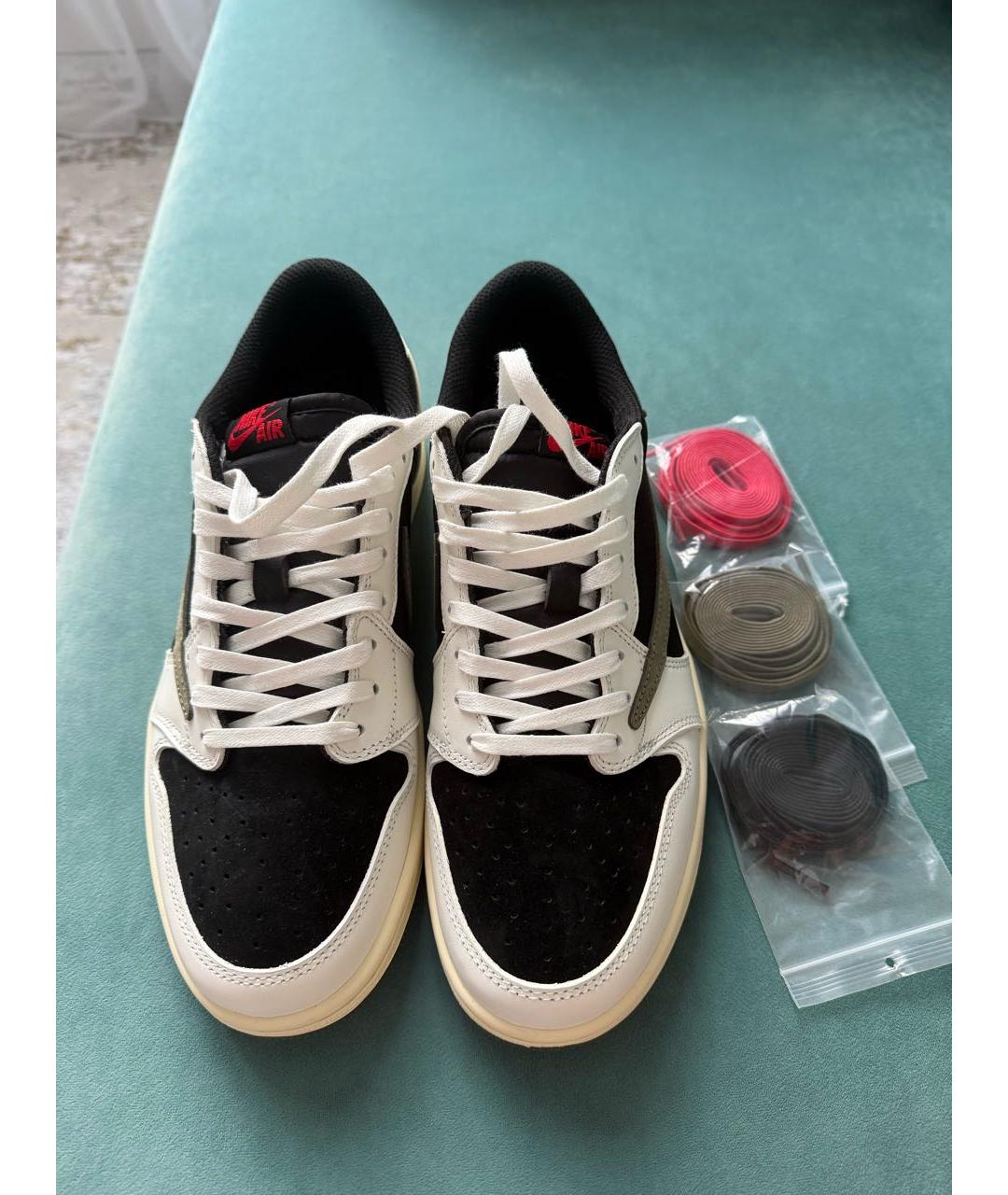 JORDAN Черные кожаные низкие кроссовки / кеды, фото 2