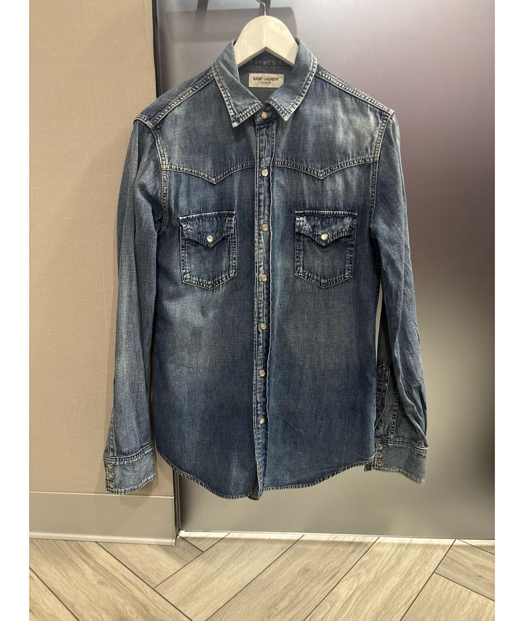 SAINT LAURENT Синяя хлопковая рубашка, фото 4