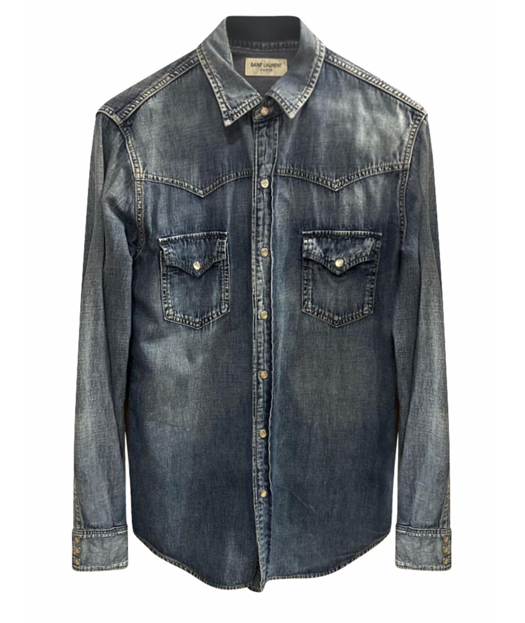 SAINT LAURENT Синяя хлопковая рубашка, фото 1
