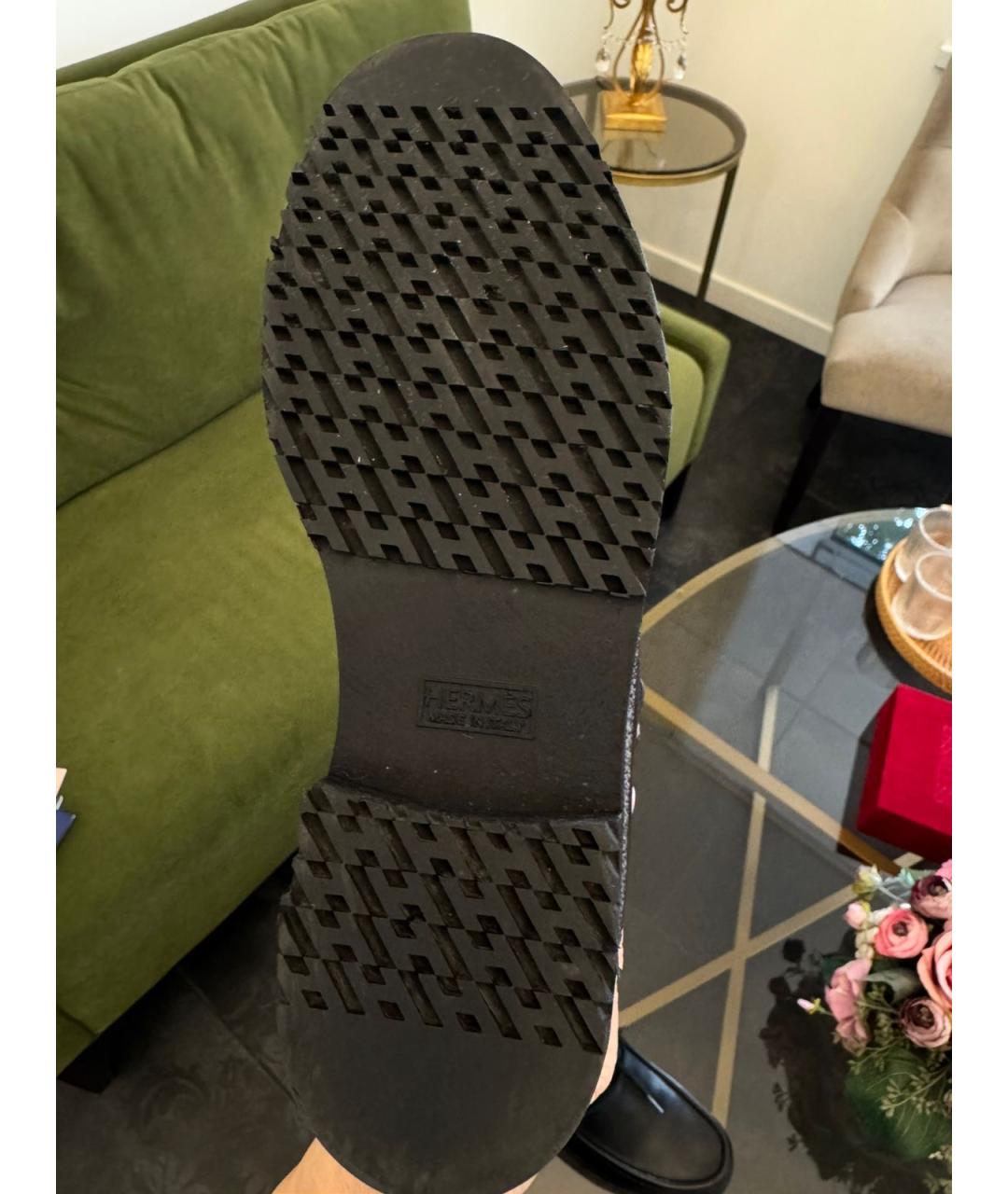 HERMES Черные кожаные ботинки, фото 4