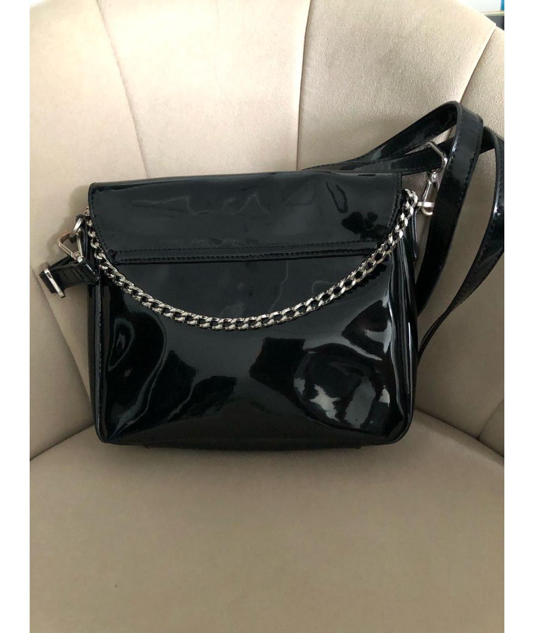 ARMANI JEANS Черная сумка через плечо из лакированной кожи, фото 3