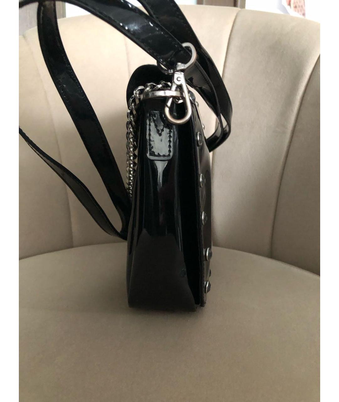 ARMANI JEANS Черная сумка через плечо из лакированной кожи, фото 5