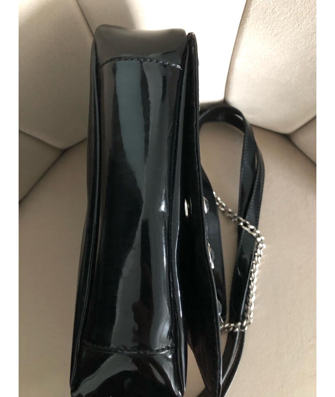 ARMANI JEANS Черная сумка через плечо из лакированной кожи, фото 6