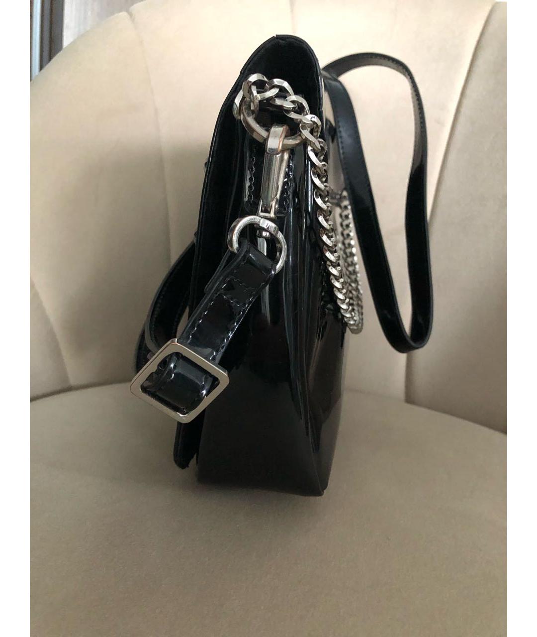 ARMANI JEANS Черная сумка через плечо из лакированной кожи, фото 2