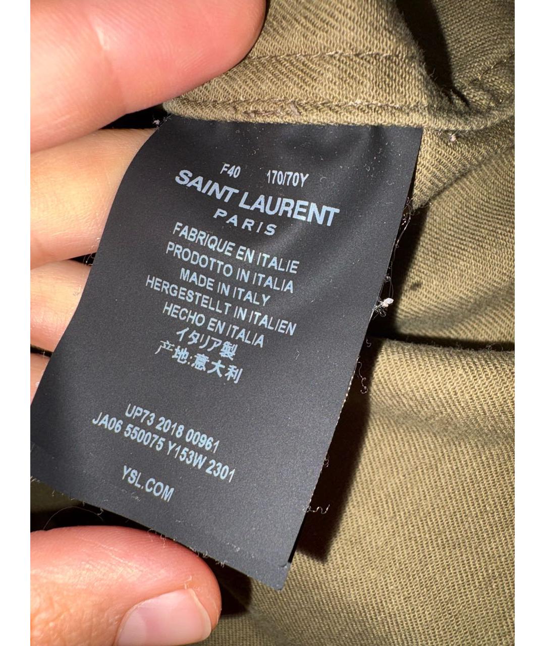 SAINT LAURENT Хаки хлопковая юбка мини, фото 4