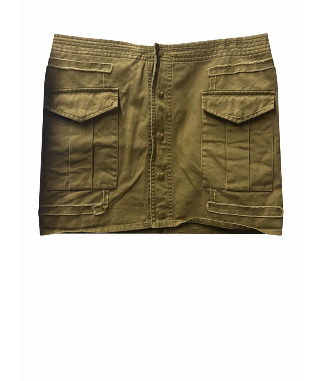 SAINT LAURENT Хаки хлопковая юбка мини, фото 1