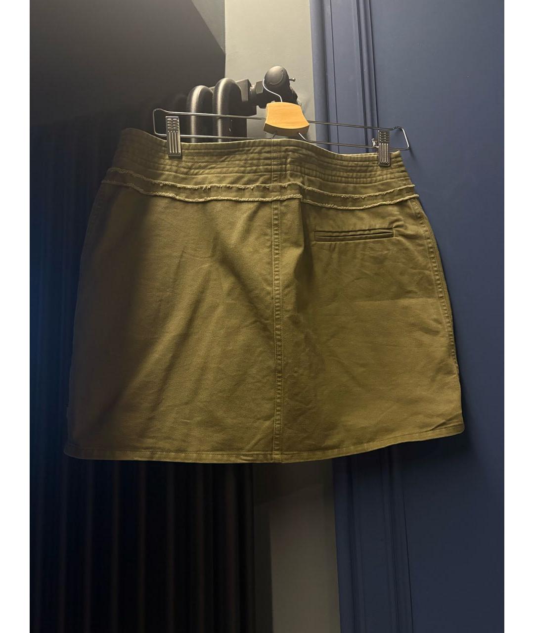 SAINT LAURENT Хаки хлопковая юбка мини, фото 2