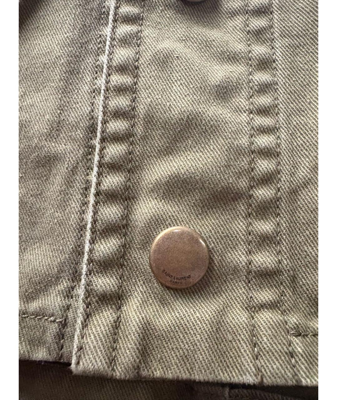 SAINT LAURENT Хаки хлопковая юбка мини, фото 5