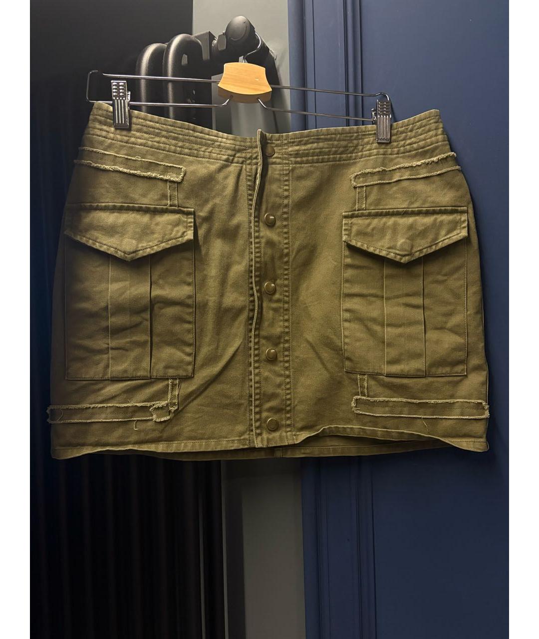 SAINT LAURENT Хаки хлопковая юбка мини, фото 6