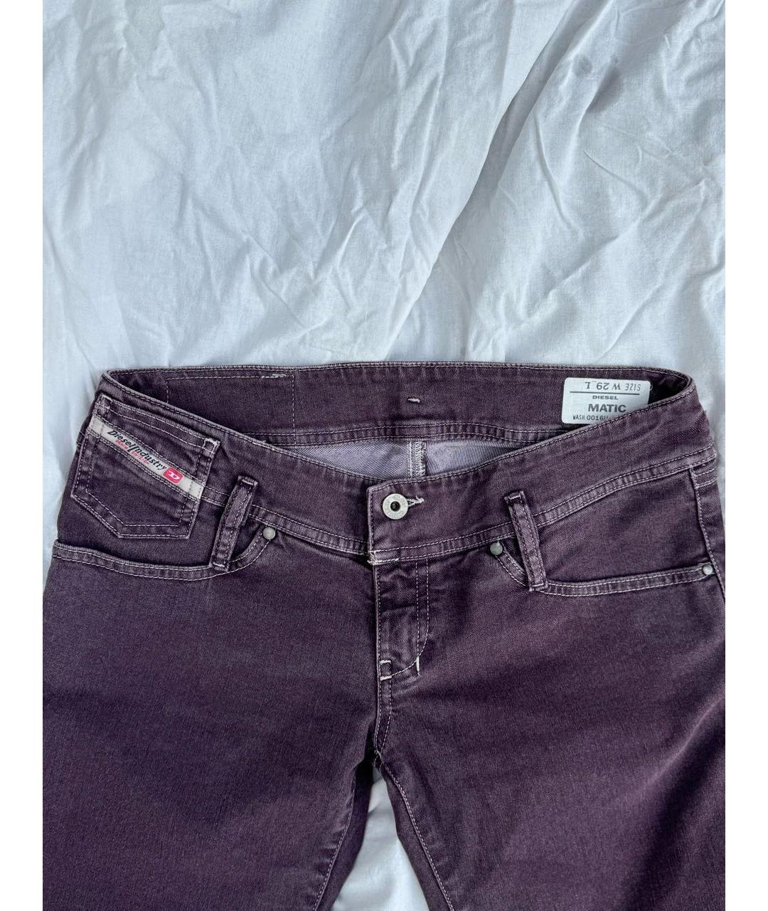 DIESEL Фиолетовые хлопко-эластановые джинсы слим, фото 3