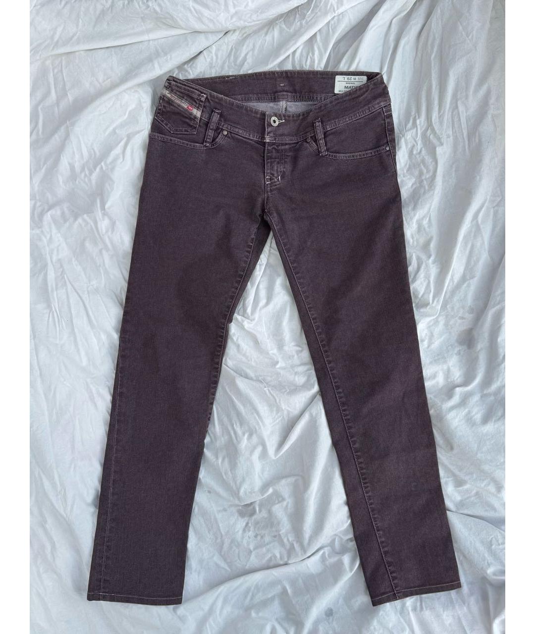 DIESEL Фиолетовые хлопко-эластановые джинсы слим, фото 7