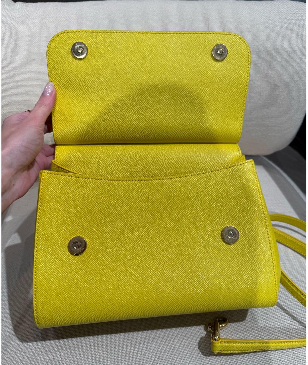 DOLCE&GABBANA Желтая кожаная сумка через плечо, фото 6