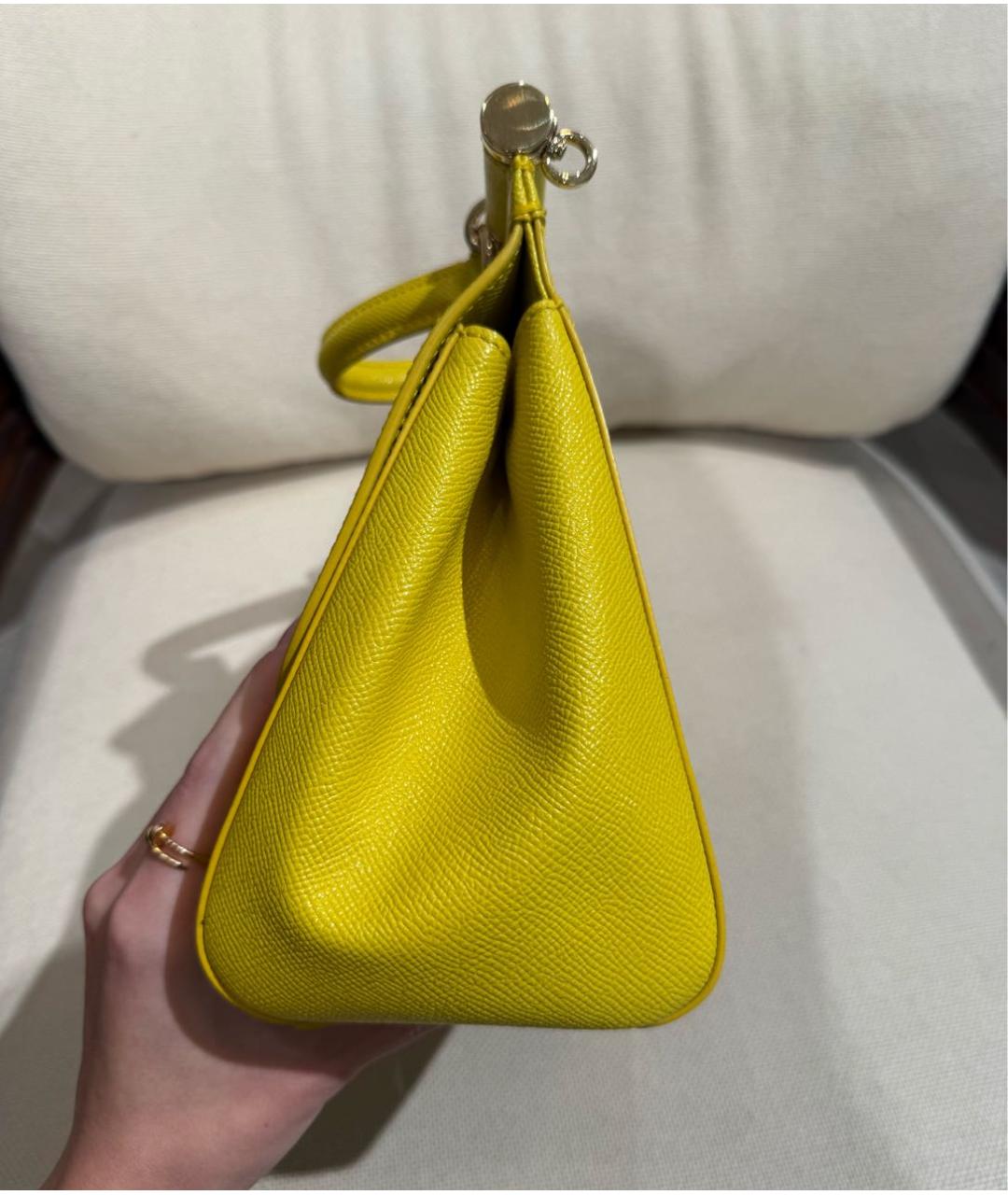 DOLCE&GABBANA Желтая кожаная сумка через плечо, фото 3