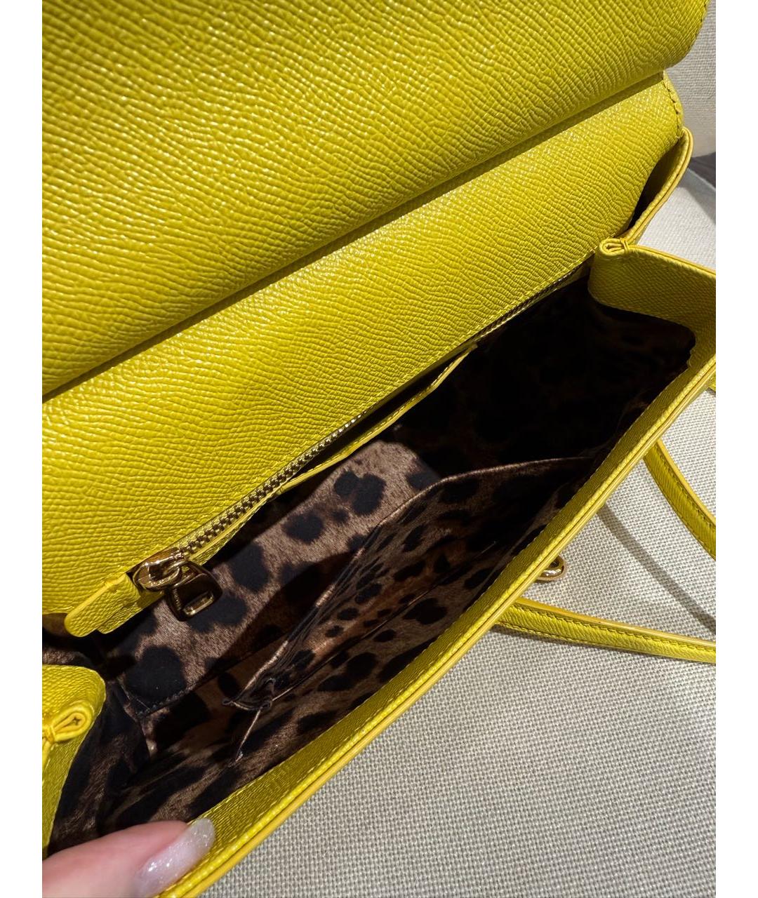 DOLCE&GABBANA Желтая кожаная сумка через плечо, фото 8