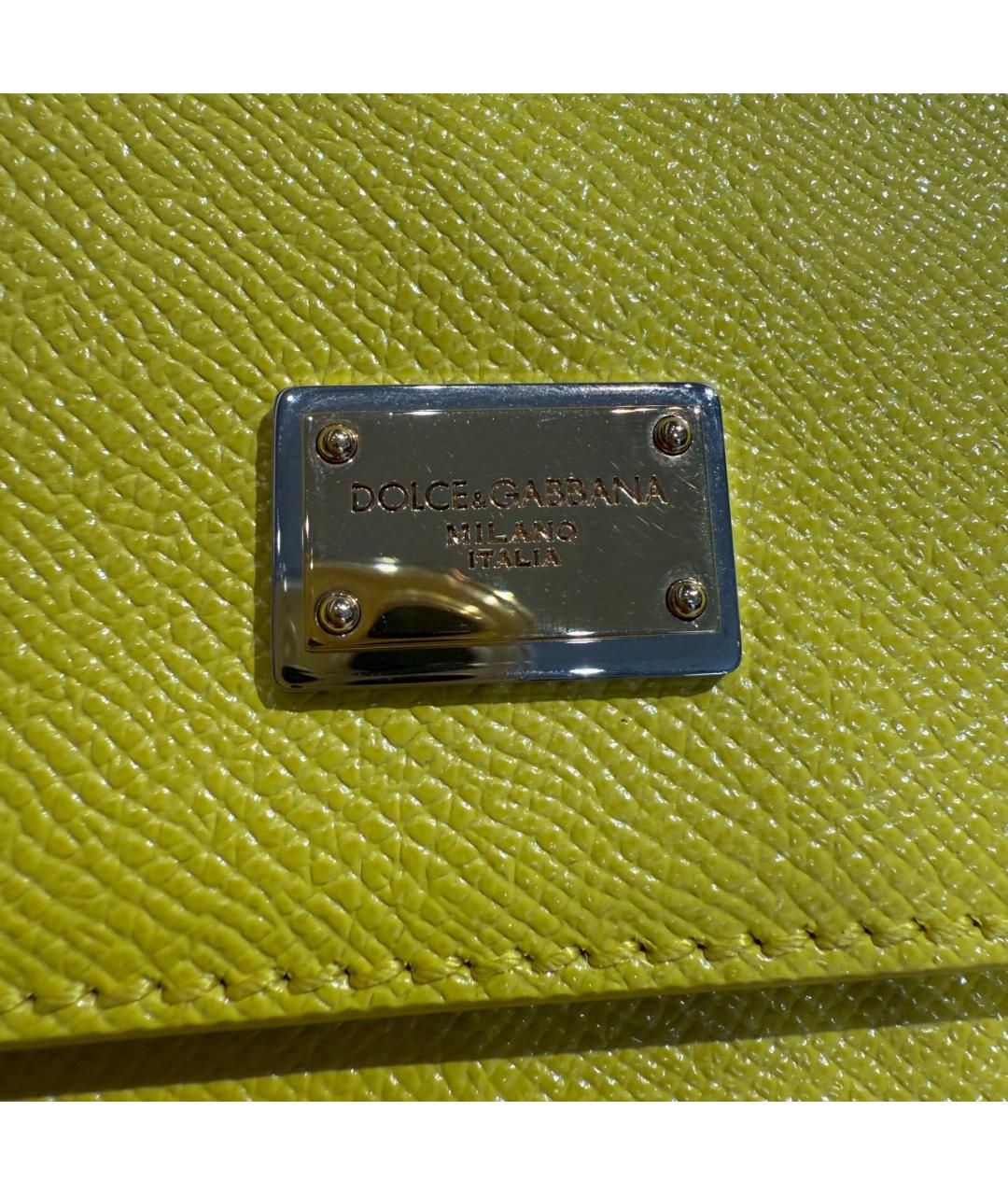 DOLCE&GABBANA Желтая кожаная сумка через плечо, фото 7