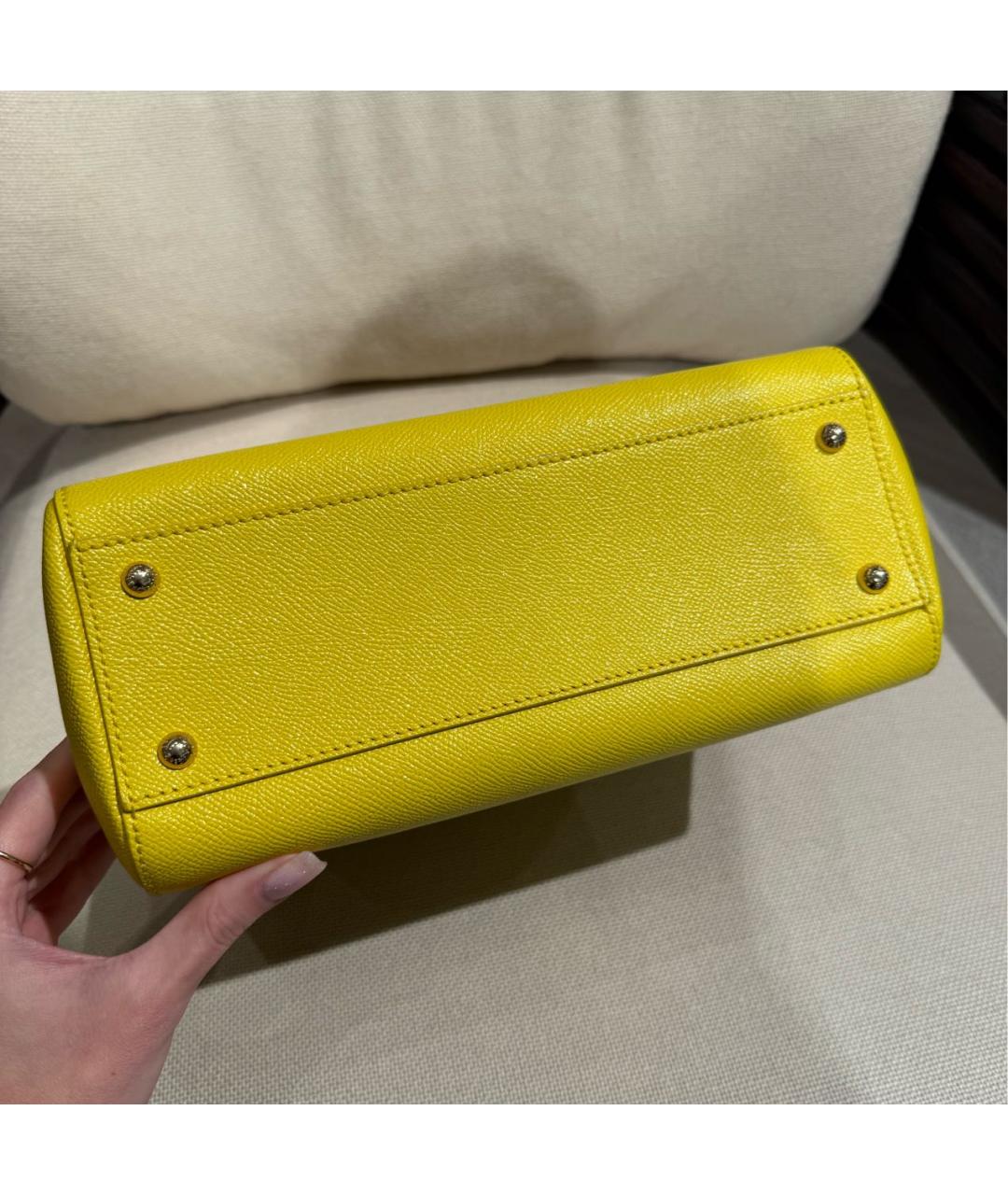 DOLCE&GABBANA Желтая кожаная сумка через плечо, фото 5