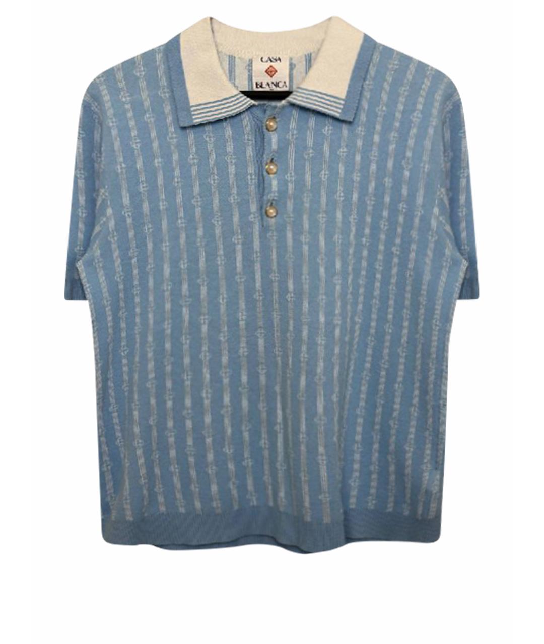 CASABLANCA Голубое хлопковое поло с коротким рукавом, фото 1