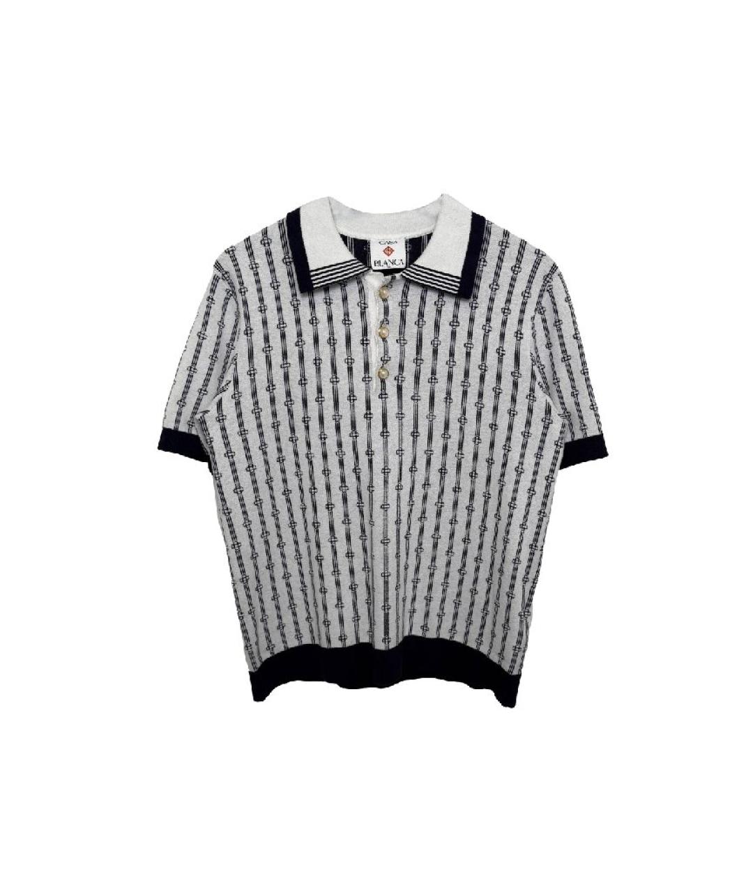 CASABLANCA Белое хлопковое поло с коротким рукавом, фото 4