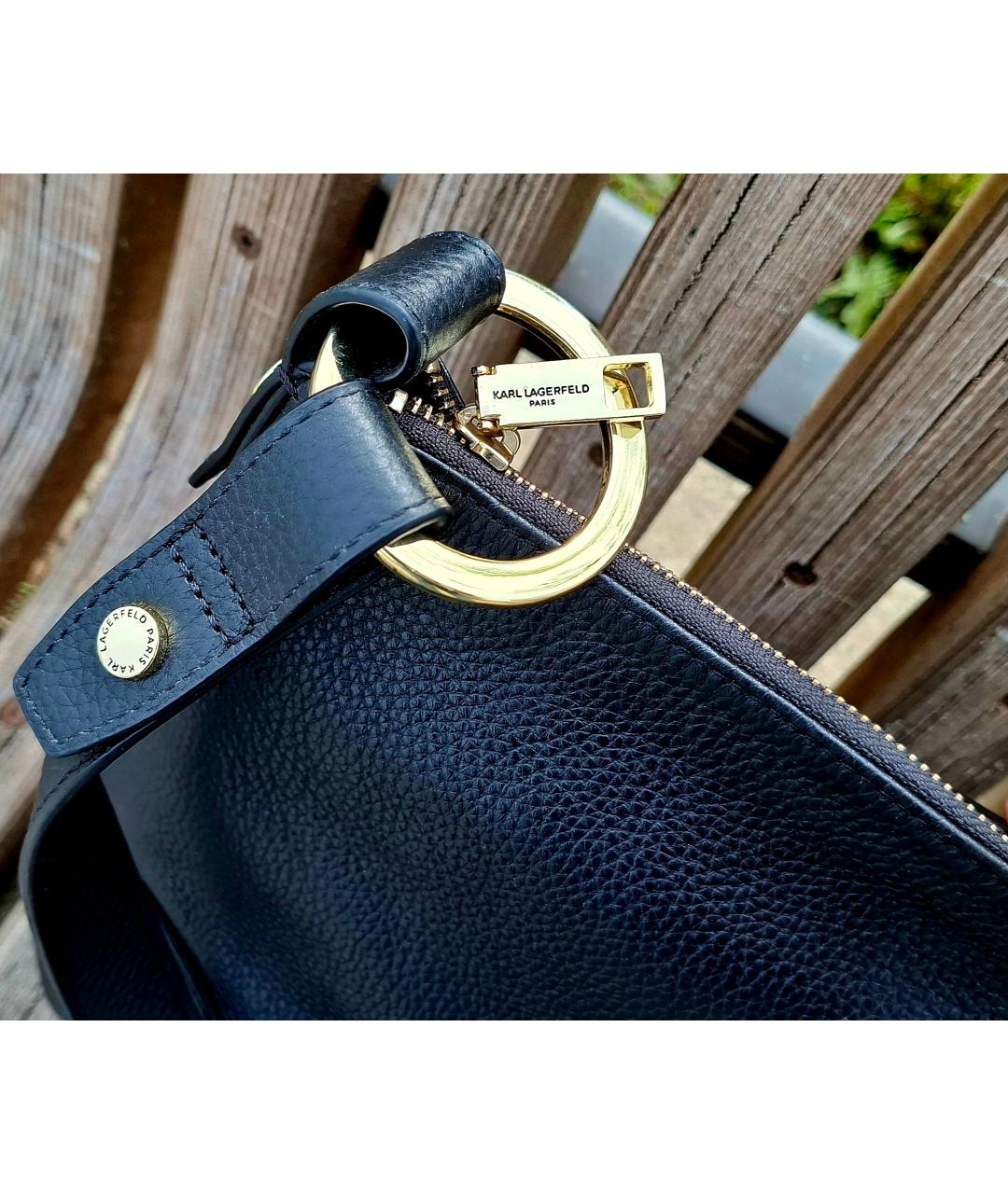 KARL LAGERFELD Черная кожаная сумка через плечо, фото 5