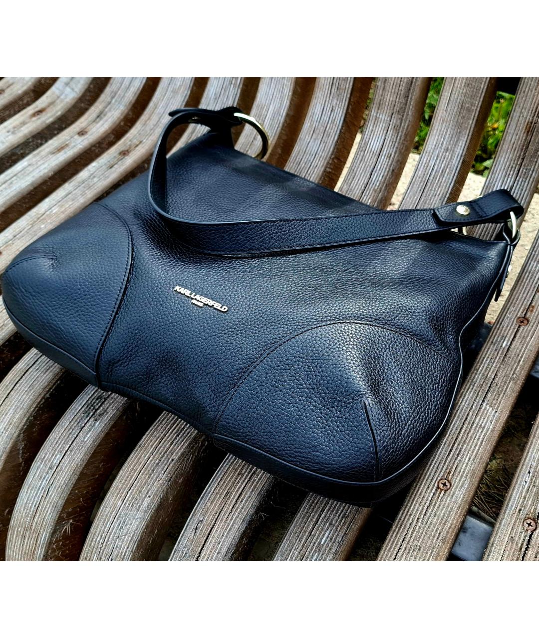 KARL LAGERFELD Черная кожаная сумка через плечо, фото 4