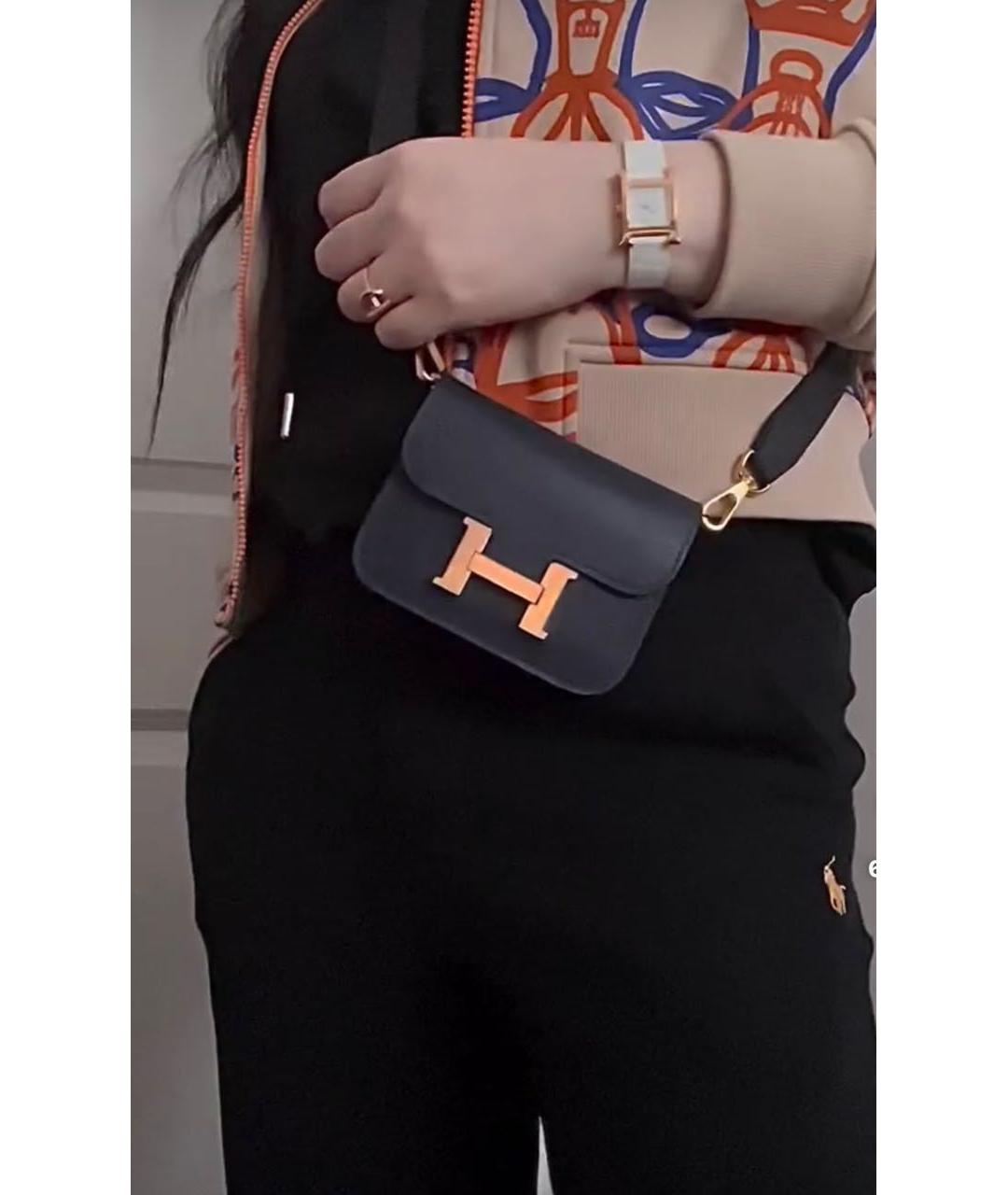 HERMES Черная кожаная сумка через плечо, фото 3