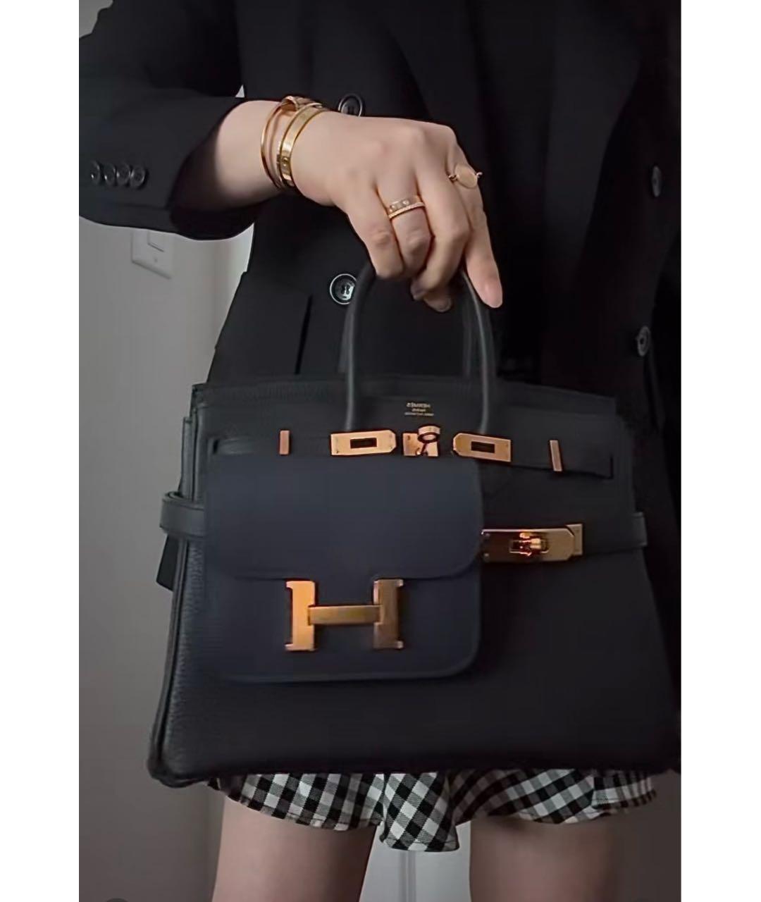 HERMES Черная кожаная сумка через плечо, фото 6