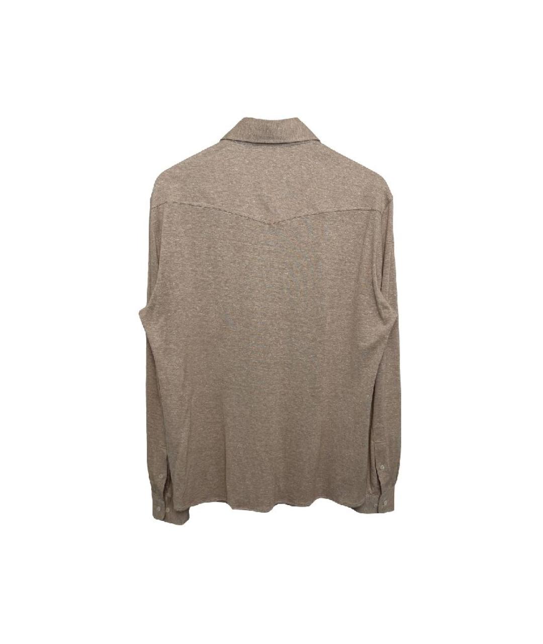 BRUNELLO CUCINELLI Бежевая льняная кэжуал рубашка, фото 2