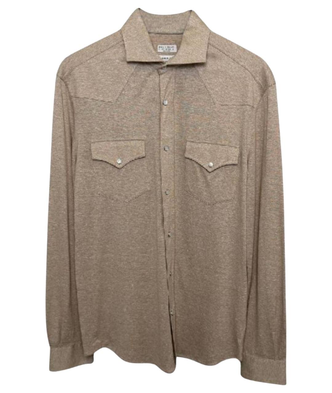 BRUNELLO CUCINELLI Бежевая льняная кэжуал рубашка, фото 1