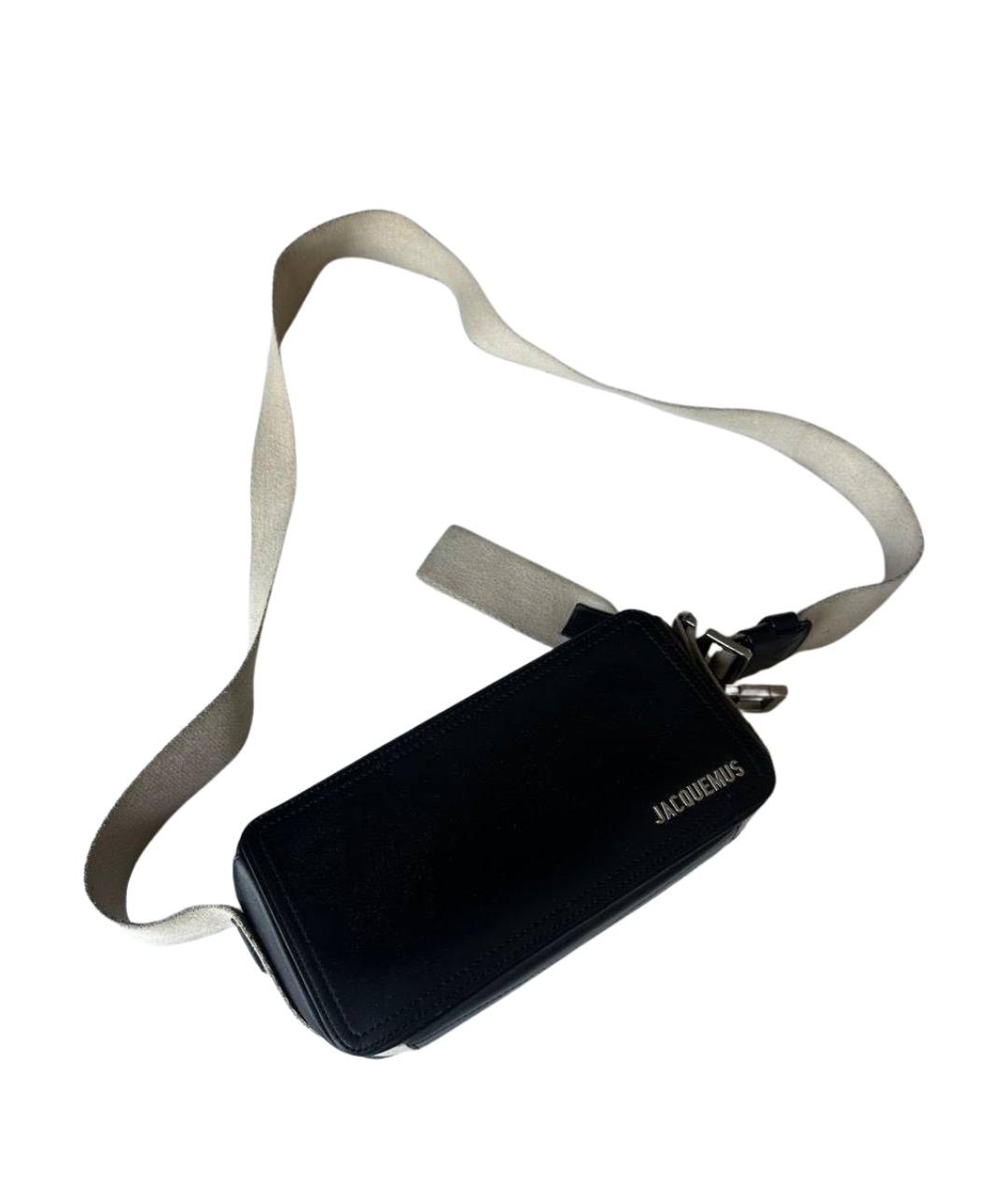JACQUEMUS Черная кожаная сумка на плечо, фото 2