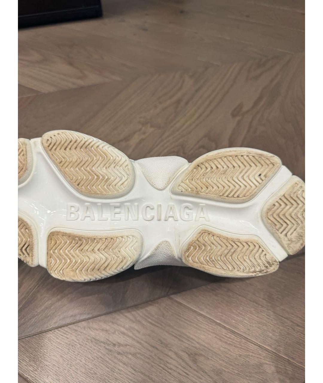 BALENCIAGA Белые кожаные кроссовки, фото 4