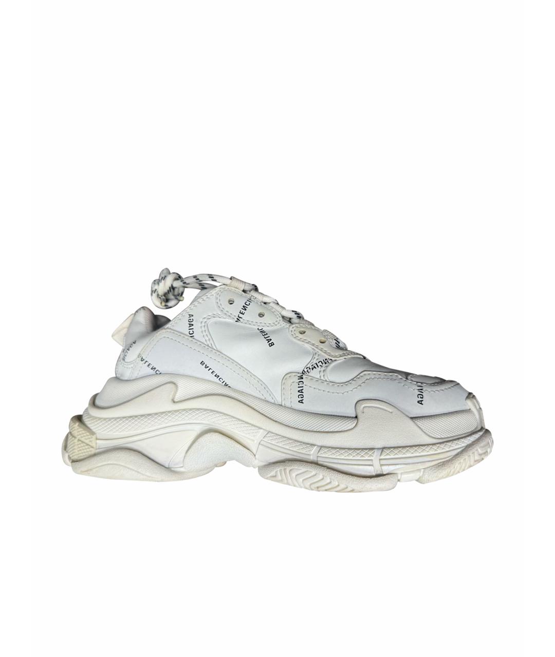 BALENCIAGA Белые кожаные кроссовки, фото 1