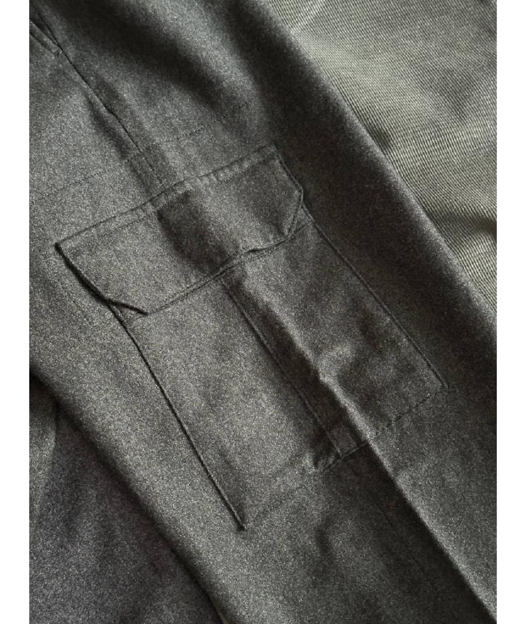 CANALI Антрацитовые шерстяные повседневные брюки, фото 7