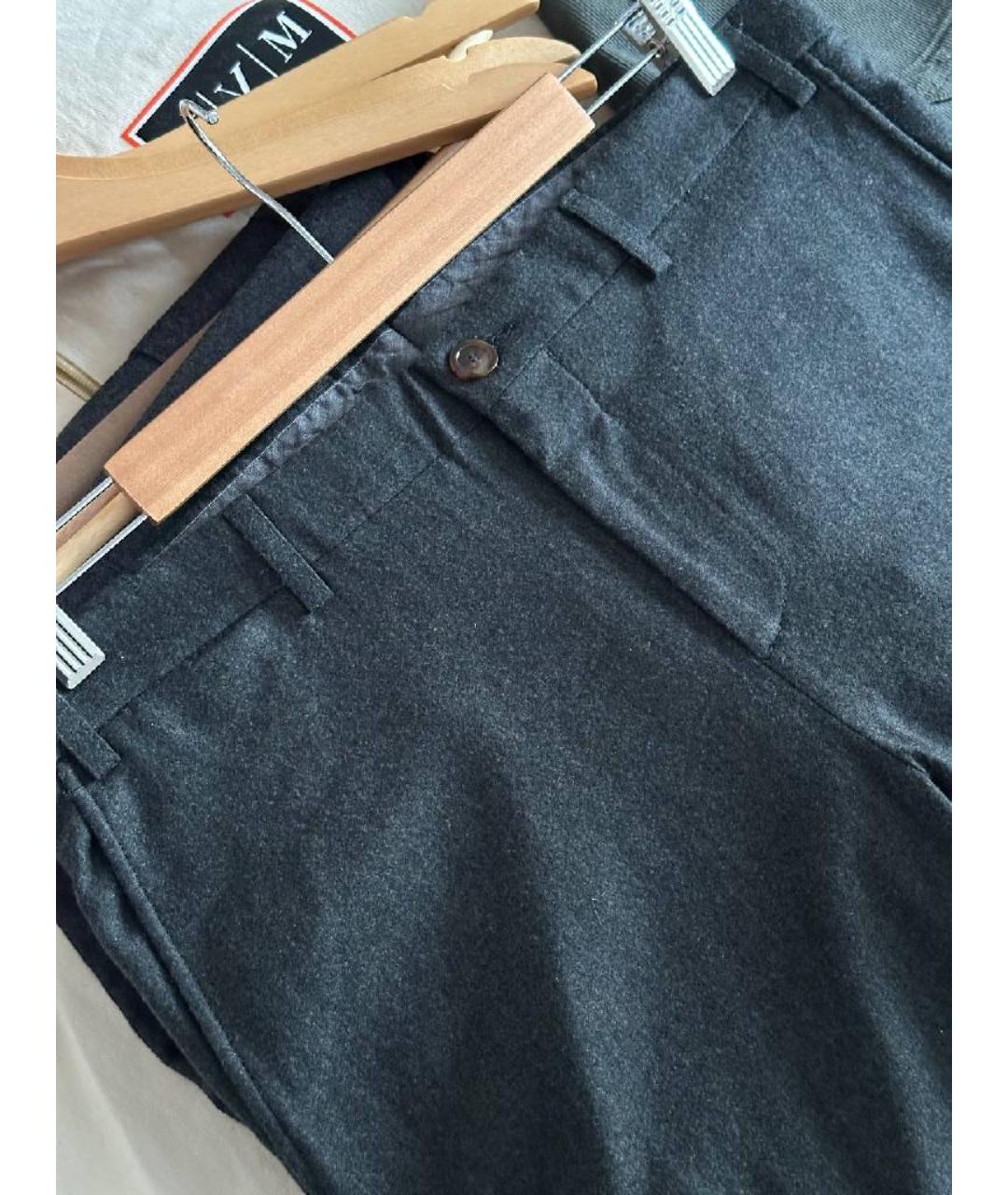 CANALI Антрацитовые шерстяные повседневные брюки, фото 8