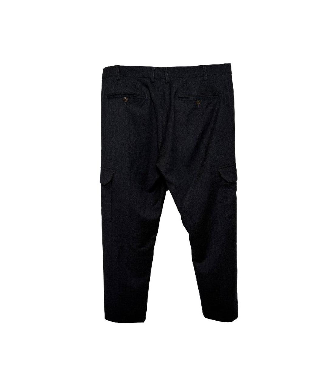 CANALI Антрацитовые шерстяные повседневные брюки, фото 2