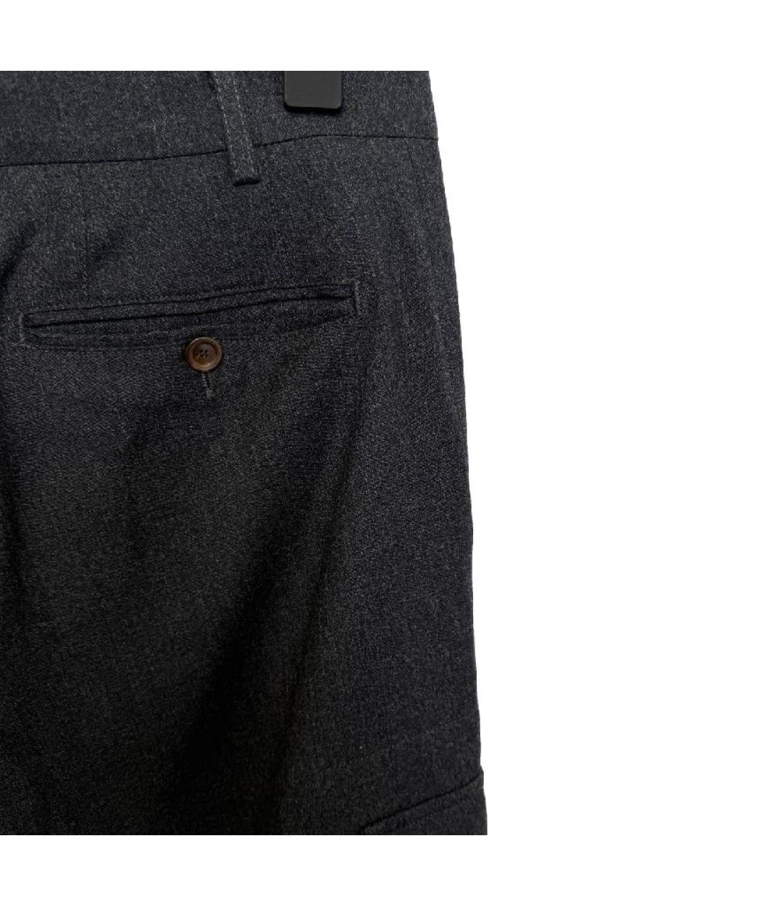 CANALI Антрацитовые шерстяные повседневные брюки, фото 3