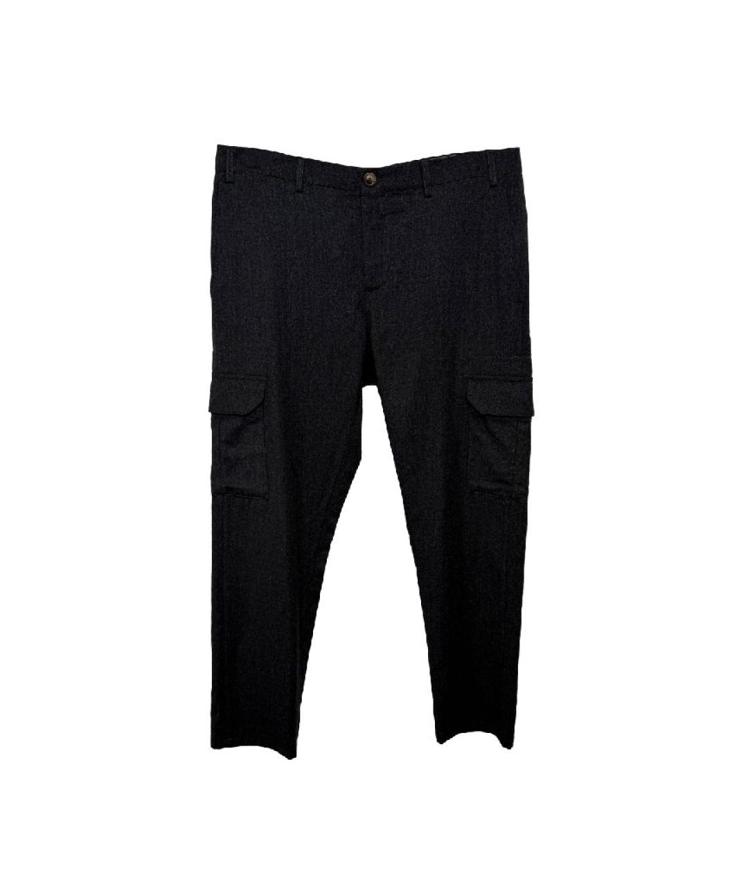 CANALI Антрацитовые шерстяные повседневные брюки, фото 1