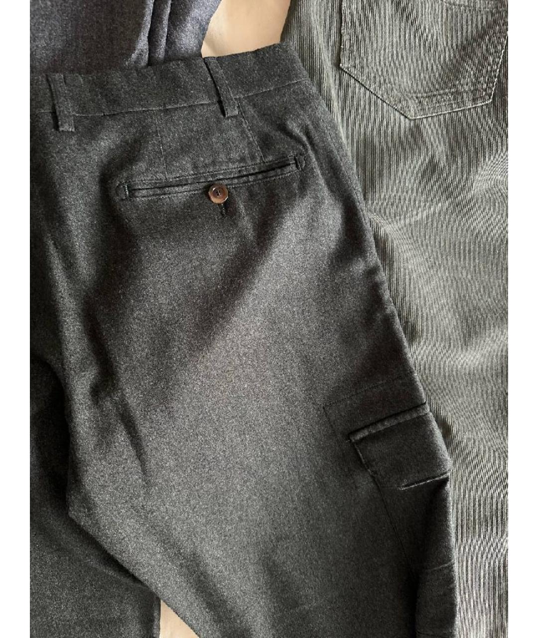 CANALI Антрацитовые шерстяные повседневные брюки, фото 6