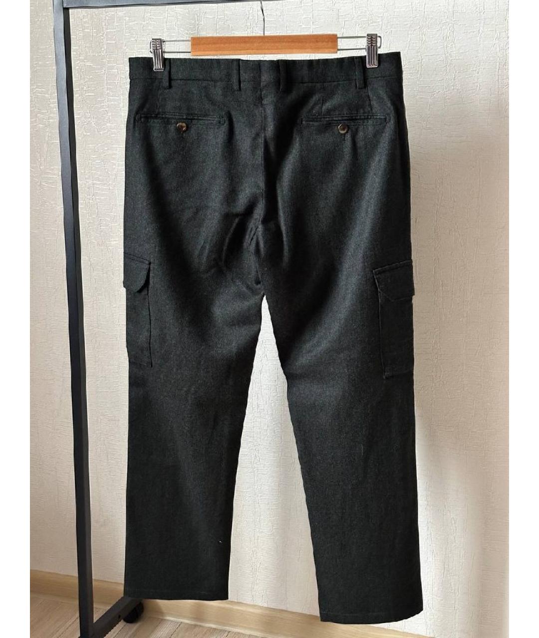 CANALI Антрацитовые шерстяные повседневные брюки, фото 5